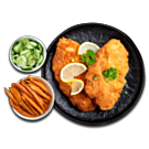 Meister-Schnitzel mit Süßkartoffel Fries