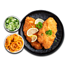 Meister-Schnitzel mit Curly Fries