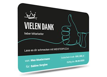 Meisterpizza-Gutschein als Dankeschön an Mitarbeiter