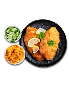 Meister-Schnitzel mit Curly Fries