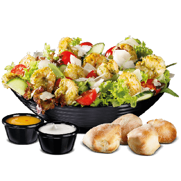 Black Tiger Salat mit Basilikumpesto