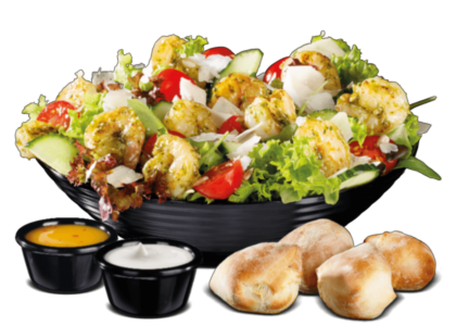 Black Tiger Salat mit Basilikumpesto